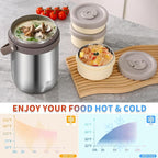 Adults Lunch Vacuum Soup Thermo For Hot Food with Inserts Stackable Bento Box Storage Container,Width Mouth Stainless Steel Portable Insulated Food Jar (silvery, 74 oz)