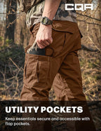 CQR Men's Tactical Pants, Water Resistant Ripstop Cargo Pants, Lightweight EDC Work Hiking Pants, Outdoor Apparel