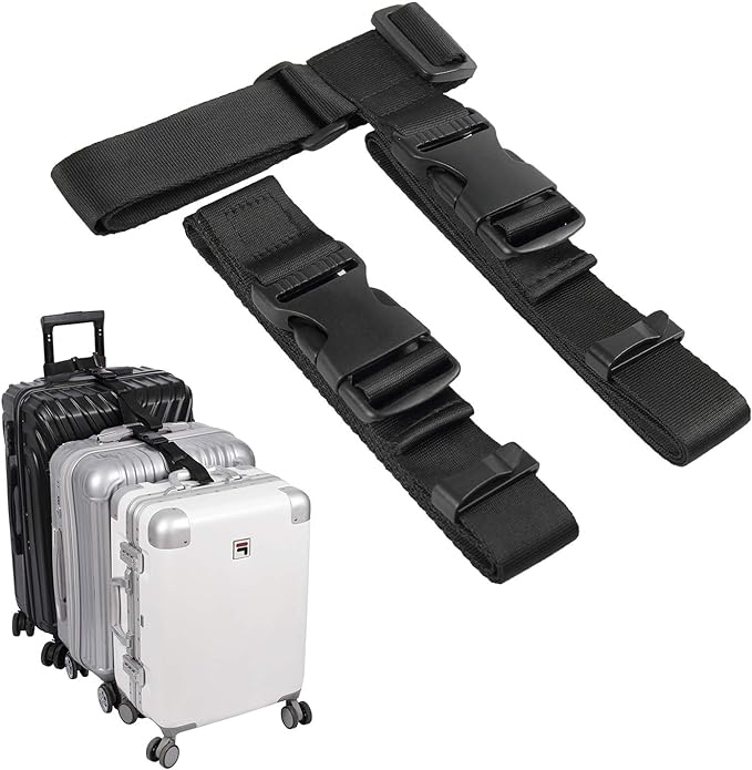 Vigorport Luggage Connector, Straps for Suitcase, Add A Bag Adjustable Attachment Accessories 1.25" Endless for Connect Your 3 Luggage Together-2 Pack