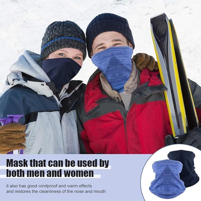 KGC 2 Pack Winter Neck Warmer Gaiter Fleece Windproof Face Mask Cover Cold Weather Scarf for Men & Women