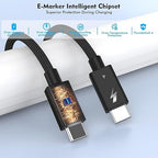 [Intel Certified]Long Thunderbolt 4 Cable,6.6FT USB C Nylon Braided Cable, 240W Fast Charging Supports 8K Displays/40Gbps Data Transfer Compatible with USB 4,Thunderbolt 3/4,Flexible Cord for MacBook