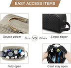 BAGSMART Toiletry Bag for Men, Canvas Travel Toiletry Organizer Dopp Kit Water-resistant Shaving Bag for Toiletries Accessories,Beige-Medium