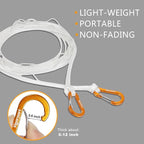 Vigorport Portable Travel Clothesline, Windproof Clothesline with Hang Hole, Indoor and Outdoor Clothes Line for Camping, Hotel, Backyard, Cruise Ship (White, 12.5 Ft)
