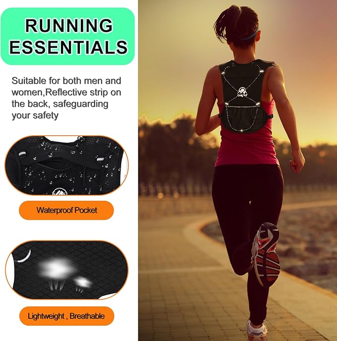 Running Vest for Women Men, Lightweight (194g/8 Bags) Hydration Backpack Phone Holder Vest for Hiking Trail Cycling Race Marathon Running Essentials