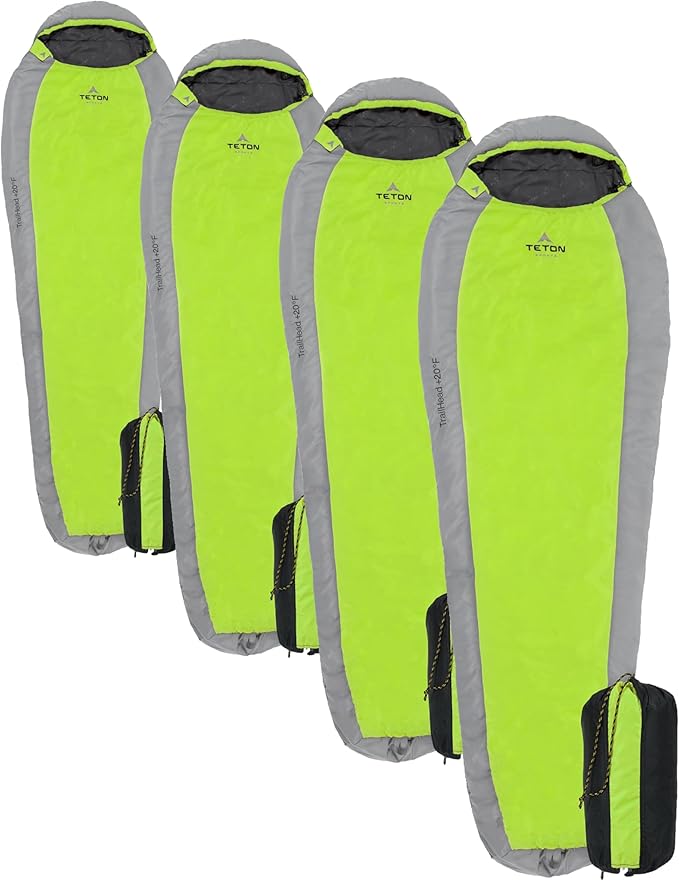 Teton 20F and 5F Degree Sleeping Bag; Lightweight, Warm Weather Mummy Sleeping Bags for Adults and Kids, Camping, Backpacking, Hiking
