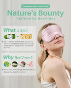 BeeVines 100% Real Mulberry Silk 2 Pack Sleep Mask, Natural Pure Silk Eye Masks with Adjustable Strap for Sleeping, 100% Block Light Eye Sleep Shade Cover, Reduces Puffy Eyes Traveling Gifts