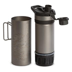 GRAYL GeoPress Titanium 24 oz Water Purifier Bottle - Filter for Hiking, Camping, Survival, Travel (Covert Black)