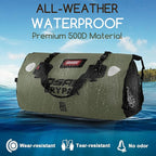 Waterproof Duffel Bag - Motorcycle Dry Bag Tail Bag with Large Storage Space, Waterproof Luggage Duffle Bags with Outer Mesh Zipper Pocket for Camping, Kayaking, Fishing & Traveling