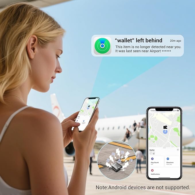 [Apple MFi Certified] LBPRT Air Tracker Tag 4 Pack, Smart Bluetooth Item Finder Work with Apple Find My (iOS Only, Android not Supported), Key Locator for Luggage Suitcase, Wallet. Replaceable Battery