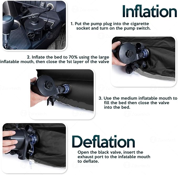 Inflatable Car Air Mattress Back Seat Bed with Air Pump,55 "x 35" Portable Thickened Car Travel Camping Sleeping Air Mattress Blow Up Bed for Car Universal SUV