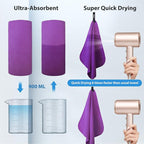 BOGI Microfiber Travel Sports Towel-Quick Dry Towel, Soft Lightweight Microfiber Camping Towel Absorbent Compact Travel Towel for Camping Gym Beach Yoga Swimming Backpacking (S:16''x32'',2Pcs-Purple)