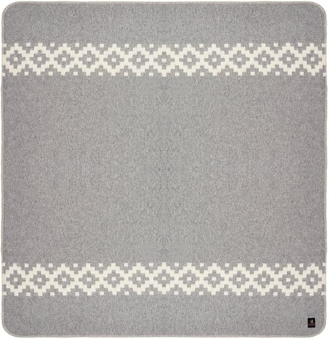 Thick Alpaca Wool Blanket Heavyweight Camping Outdoors Indoors Soft Peru King Size Ethnic Design (Soft Gray - Ivory, King Size)