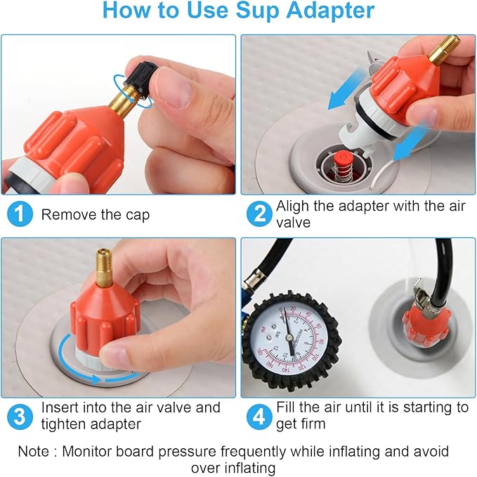 3 Pcs Paddle Board Pump Adapter, Premium Inflatable Boat SUP Pump Adaptor, Conventional Air Adapter Quickly Inflation, SUP Air Adapters for Stand-Up Paddleboard and Kayak