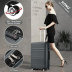 Kono 28 Inch Luggage Expandable Suitcase Lightweight with Spinner Wheels TSA Lock Hardside Large Checked Luggage Durable Rolling Suitcase Grey