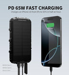 Dexnor Solar Charger Power Bank 27,000mAh, 65W PD3.0 & QC3.0 Fast Charging Powerbank External Battery Pack Portable Wireless Chargers with Flashlight and Carabiner, Compatible with MagSafe & Qi