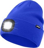 ATNKE LED Lighted Beanie Hat,USB Rechargeable 4 LED Running Headlamp Bright Cap with The Light Gifts for Men and Women