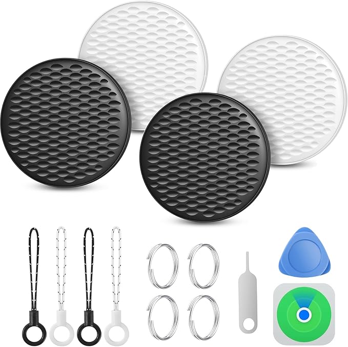 Air Tracker Tags-4 Pack, Bluetooth Tracker for Apple Find My (iOS Only), Smart Tracking Tag with 100dB Sound and Replaceable Battery, Key Finder Item Locator for Luggage Keys Wallet Backpack (Small)