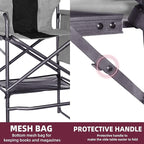 30" Tall Directors Chair with Side Table, 400LBS Bar Height Folding Camping Chair for Makeup Artists, Outdoor Events, Portable Foldable Chair with Cup Holder & footrest - Gray/Black