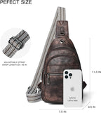 7L Sling Bag For Women Faux Leather Anti Theft Small Casual Daypack Backpack Fanny Pack Crossbody Chest Bags Purse Waterproof Coffee Color