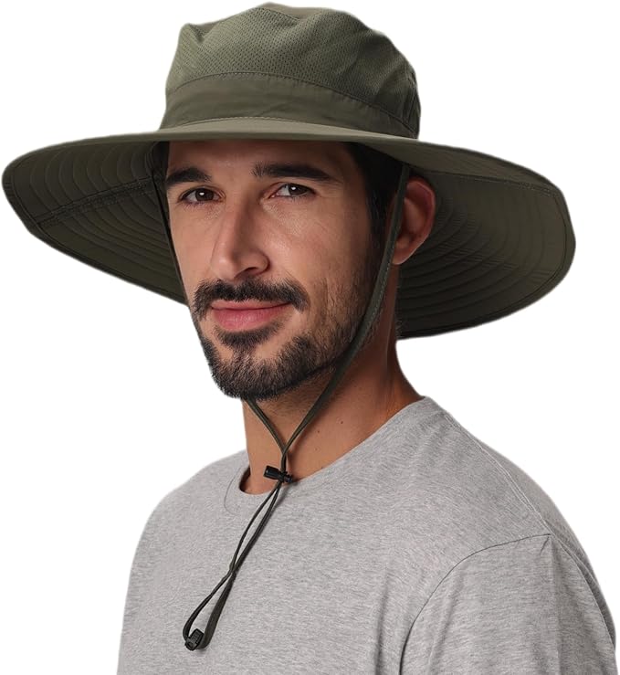 Home Prefer UPF50+ Mens Sun Hat Wide Brim Fishing Hat Foldable Large Brim UV Protection Sun Hat for Men Women Beach Gardening