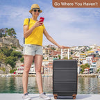 Kono 28 Inch Luggage Expandable Suitcase Lightweight with Spinner Wheels TSA Lock Hardside Large Checked Luggage Durable Rolling Suitcase Apricot Black