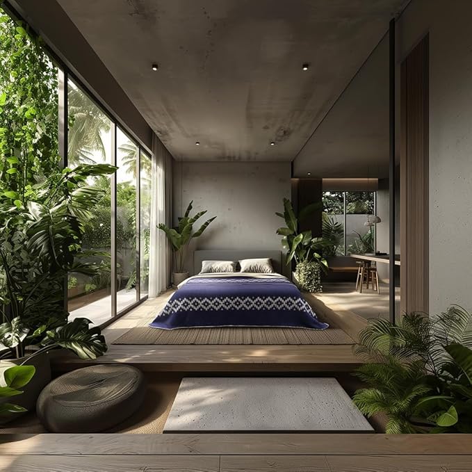 Thick Alpaca Wool Blanket Heavyweight Camping Outdoors Indoors Soft Peru Twin Size Ethnic Design (Navy Blue - Soft Gray Design, Twin Size)