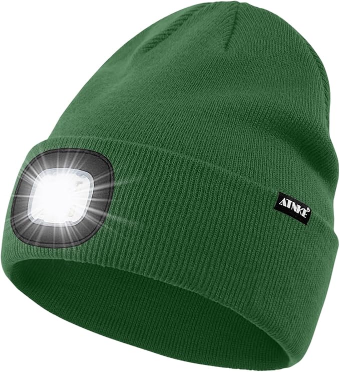 ATNKE LED Lighted Beanie Hat,USB Rechargeable 4 LED Running Headlamp Bright Cap with The Light Gifts for Men and Women