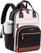 LOVEVOOK Laptop Backpack Women with Giant Tumbler Holder,17 inch Waterproof Work Travel Backpack Computer Laptop Bag,Cute College Nurse Teacher Backpack Purse,Gifts for Women & Men,Beige-Black-Brown