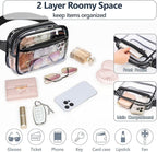 Packism Clear Fanny Pack Stadium Approved - 2-Pack Plus Size 35-51 inches Adjustable Strap Clear Belt Bag for Women Men Transparent Waist Bag for Concerts, Sporting Events, Black