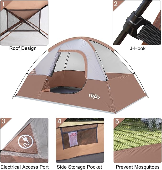 Camping Tent 2 Person, Waterproof Windproof Tent with Rainfly Easy Set up-Portable Dome Tents for Camping…