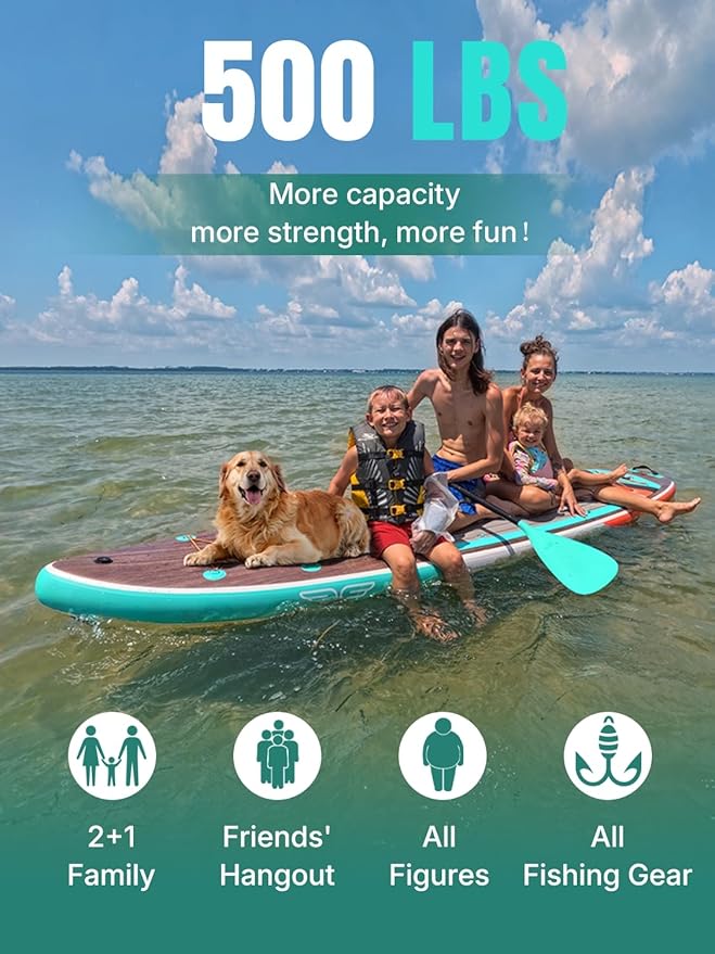 Niphean (Extra Large) Inflatable Paddle Board, SUP for 2+1 People/Family, Stand Up Paddle Board with (Beginner Friendly) StabilTrac Fin, Waterproof Phone Pouch, Paddle Boards for Adults, Gift Ideas