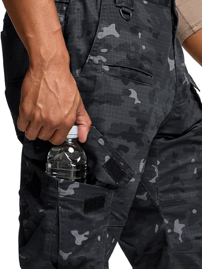 CQR Men's Flex Ripstop Tactical Pants, Water Resistant Stretch Cargo Pants, Lightweight EDC Hiking Work Pants