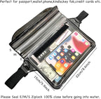 Waterproof Waist Pouch Dry Belt Bag Fanny Pack Keep Your Key Fob Wallet Kindle Phone Dry Perfect For Swim Surf Snorkel(Black)