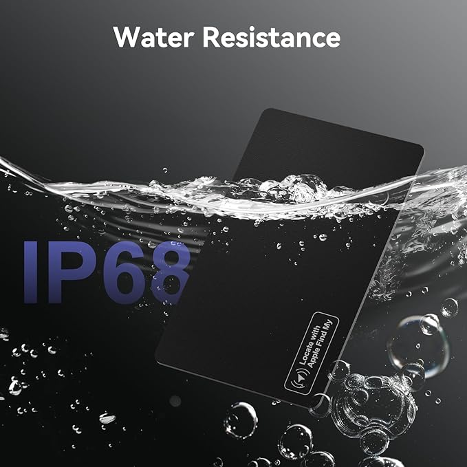 Wallet Tracker Card Air-Tag - Work with Apple Find My (iOS only), 0.07in Slim Tracking Card, IP68 Waterproof Bluetooth Tracker Finder, Apple MFi Certified, Item Locator for Luggage, Passports, Purse
