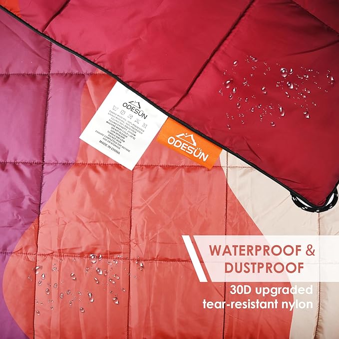 Lightweight Camping Blankets Outdoor Down Alternative Puffy Printed Camping Blanket Waterproof Large Silk Cotton Blanket Packable Warm for Trave Picnic Hiking Camping Cold Weather 78" x 55"