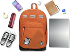 Swissdigital Design Big Student Laptop Backpack with Fun Personalized Patches For College Boy & Girl, Middle High School Teen Bookbag Cool Travel Daypack Orange - Includes 3 Patches | SD1718-33