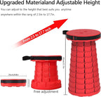 ALEVMOOM Upgraded Retractable Folding Stool Camping Stool, Collapsible Telescoping Stool for Adults, Lightweight Yet More Sturdy, Folding Seats for Camping Fishing Hiking Outdoor (red)