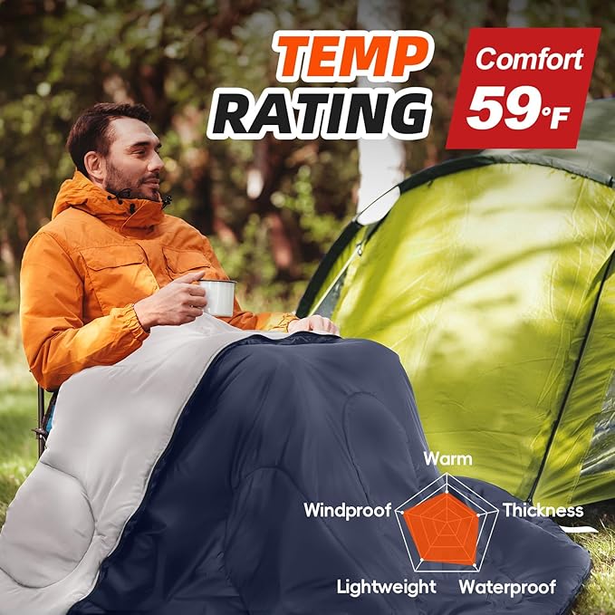 MEREZA Sleeping Bags XL for Adults Cold Weather Mens Large Wide Sleeping Bag for Big and Tall Girls Boys with Compression Sack for Camping Backpacking Warm & Cool Weather