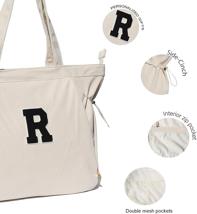 ESVAN Corduroy Yoga Tote Bag Gifts for Women Drawstring Yoga Mat Bag for Office Workout Travel Carryall Pilates Gym