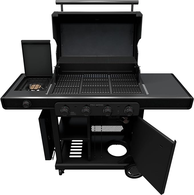 Charbroil Pro Series with Amplifire Infrared Technology 4-Burner Propane Gas Grill Cabinet with Side Burner, Black - 463281024