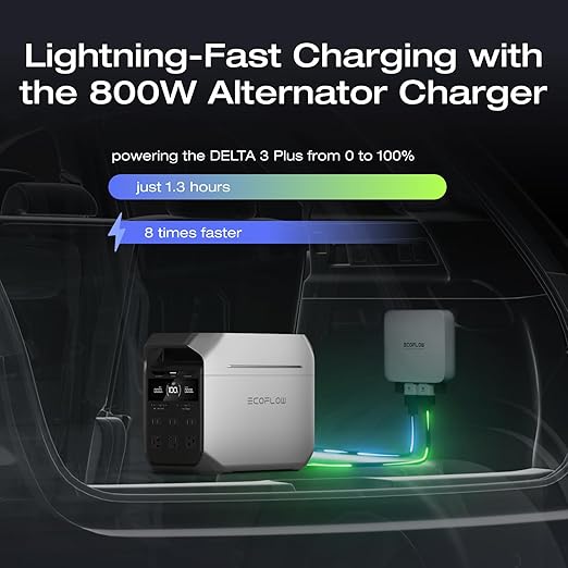 EF ECOFLOW Solar Generator DELTA 3 Plus with 220W Bifacial Solar Panel, 1000W Solar Input, LFP(LiFePO4) Battery, Portable Power Station for Home Backup Power, Camping & RVs