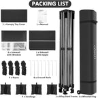 COBIZI 10x10 Pop Up Canopy Tent 10x10 Canopy with 4 Sidewalls Waterproof Heavy Duty Commercial Canopy Tent for Parties Outdoor Tent Garden Gazebo Tent, Carry Bag with Wheel(10x10ft, Black)