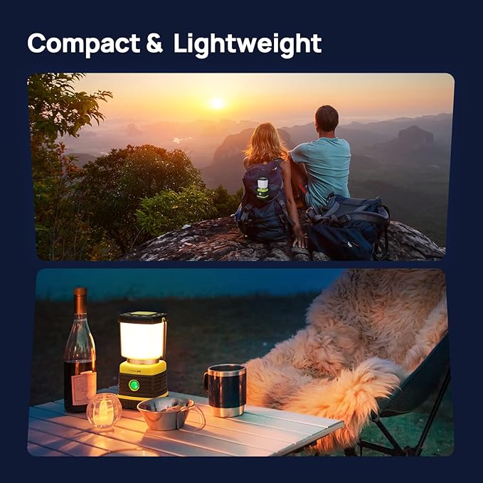 LED Camping Lantern Rechargeable, Consciot Camping Lights, 1000LM, 4 Light Modes, 4400mAh Power Bank, IPX4 Waterproof Tent Lights, Dimmable Flashlight for Emergency, Power Outages, USB Cable Included