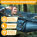 Chihee Ultra-Light Travel Camping Hammock Pop-up Net Hammock 660lbs Load Capacity,Breathable,Quick-Drying Parachute Nylon 2 Premium Carabiners,2 Tree Slings Included for Outdoor Backpacking Hiking