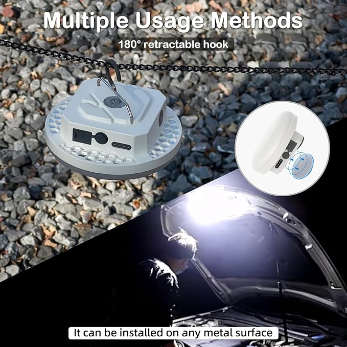 10000mAh Rechargeable Hanging Tent Light with Magnet, 30W 4000LM LED 3 Color Lighting Modes (Remote) Camping Lantern, Portable IPX5 Waterproof LED Flashlight for Emergency & Gift