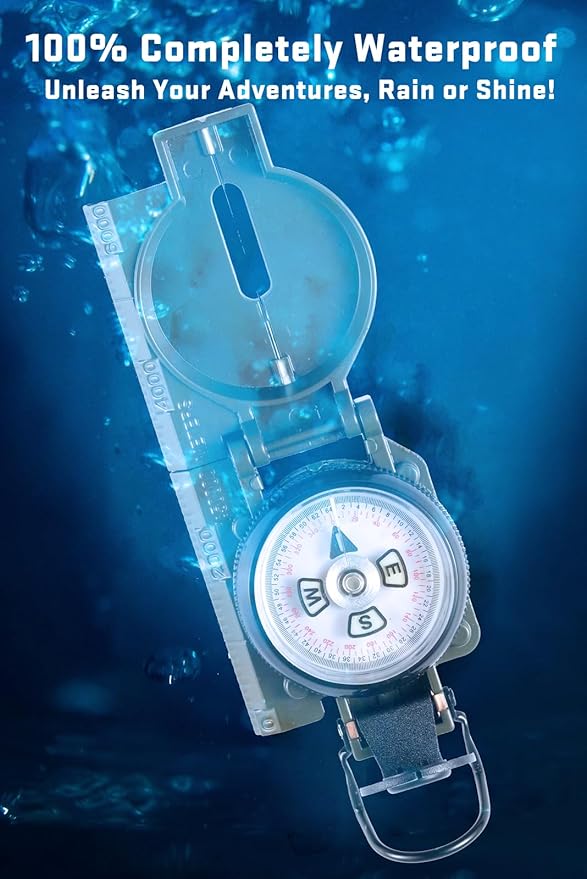 Eyeskey Multifunctional Military Sighting Navigation Compass with Inclinometer | Impact Resistant & Waterproof Compass for Hiking, Camping