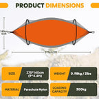 Chihee Ultra-Light Travel Camping Hammock Pop-up Net Hammock 660lbs Load Capacity,Breathable,Quick-Drying Parachute Nylon 2 Premium Carabiners,2 Tree Slings Included for Outdoor Backpacking Hiking