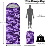 Sleeping Bags for Adults and Kids Backpacking Camping Sleeping Bags for Girls and Boys Lightweight Waterproof Cold/Warm Sleeping Bag for All Season