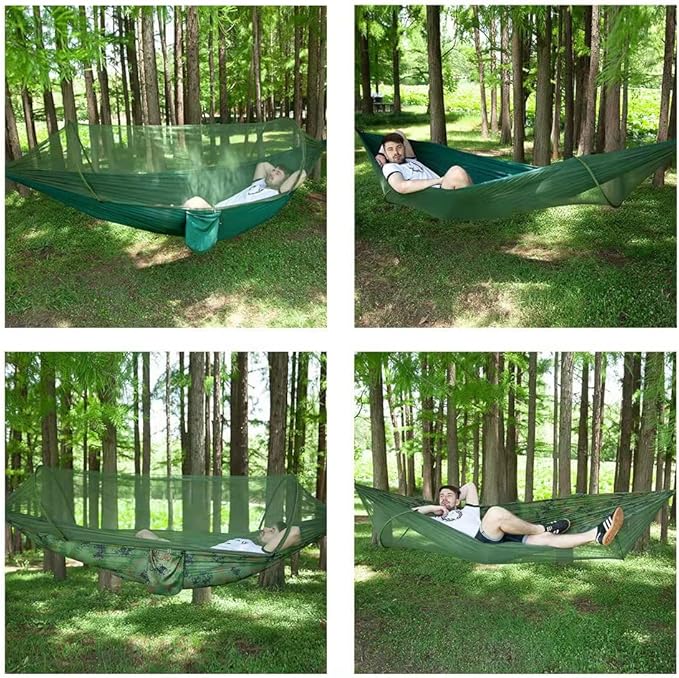 Camping Hammock with Mosquito Net and Rain Fly - Travel Hammock Bug Net - Hammock Tent for Outdoor Hiking Backpacking Travel Camping Accessories and Camping Gear… Military Green