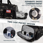 Tactical Gym Bag for Men，50L Large 3 in 1 Sports Duffle Bag with Shoes Compartment for Travel,Water Resistant Travel Backpack Weekender Overnight Bag with Wet Pocket for Women